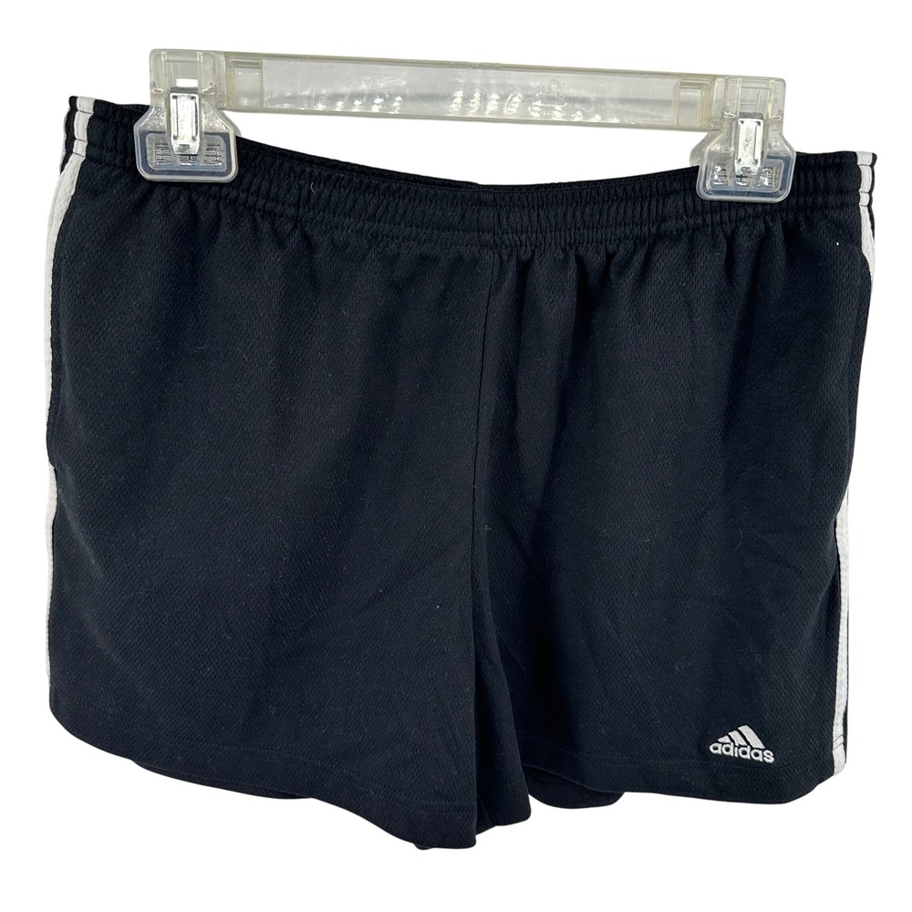 Adidas Women's Black Gym Athletic Shorts 3 Stripe White Large 07/08 RN 88387